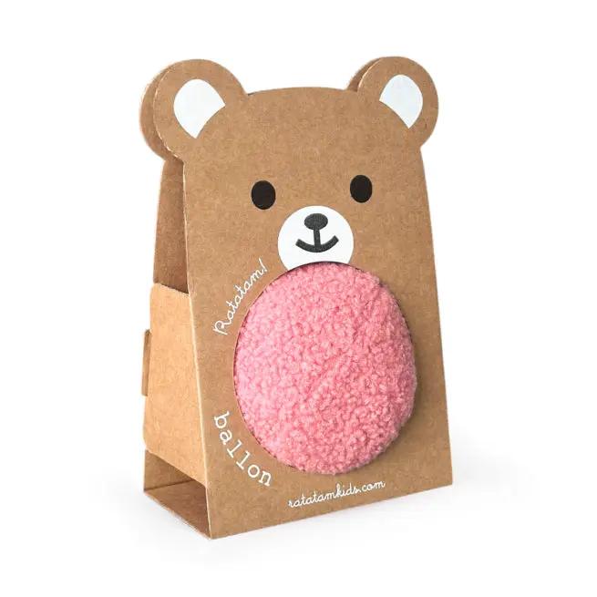 RATATAM balle ourson peluche rose par Citron Grenadine, jouet d’éveil pour bébé