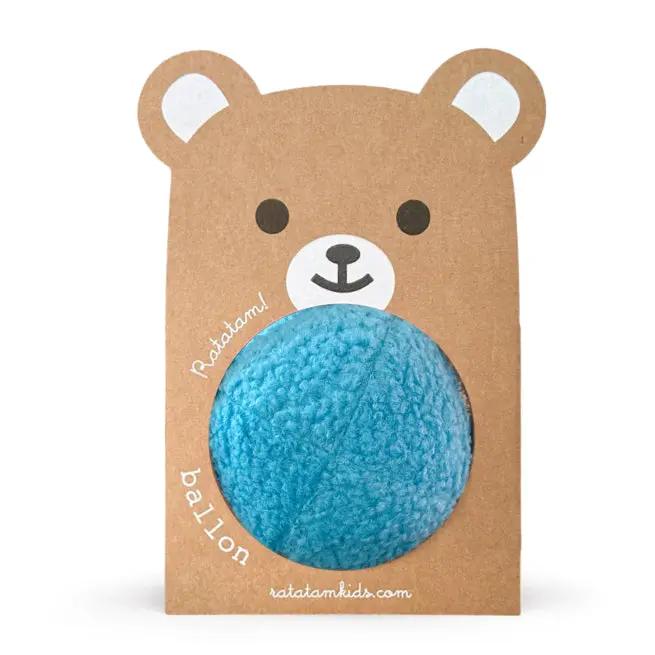 Balle ourson peluche Ratatatam bleu, jouet d’éveil bébé Citron Grenadine