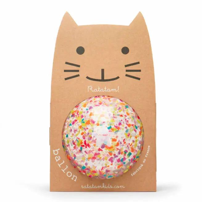 Ratatam balloon confetti multico 22 cm in cat-shaped display box by Citron Grenadine