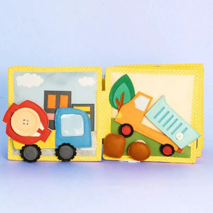 JOLLY DESIGNS livre d'éveil my first digger 18m+ Citron Grenadine – 2 livres jaunes à pois avec tracteur et camion