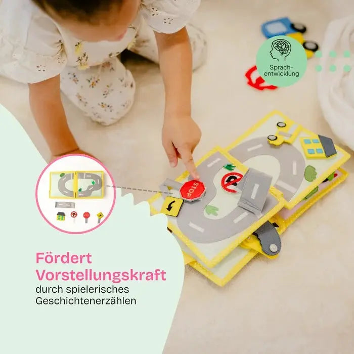 JOLLY DESIGNS My First Digger soft fabric learning book for 18m+ by Citron Grenadine with road play
