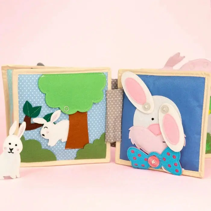 2 livres Jolly Designs livre d'éveil funny bunny, Citron Grenadine — jouet bébé en tissu avec lapin