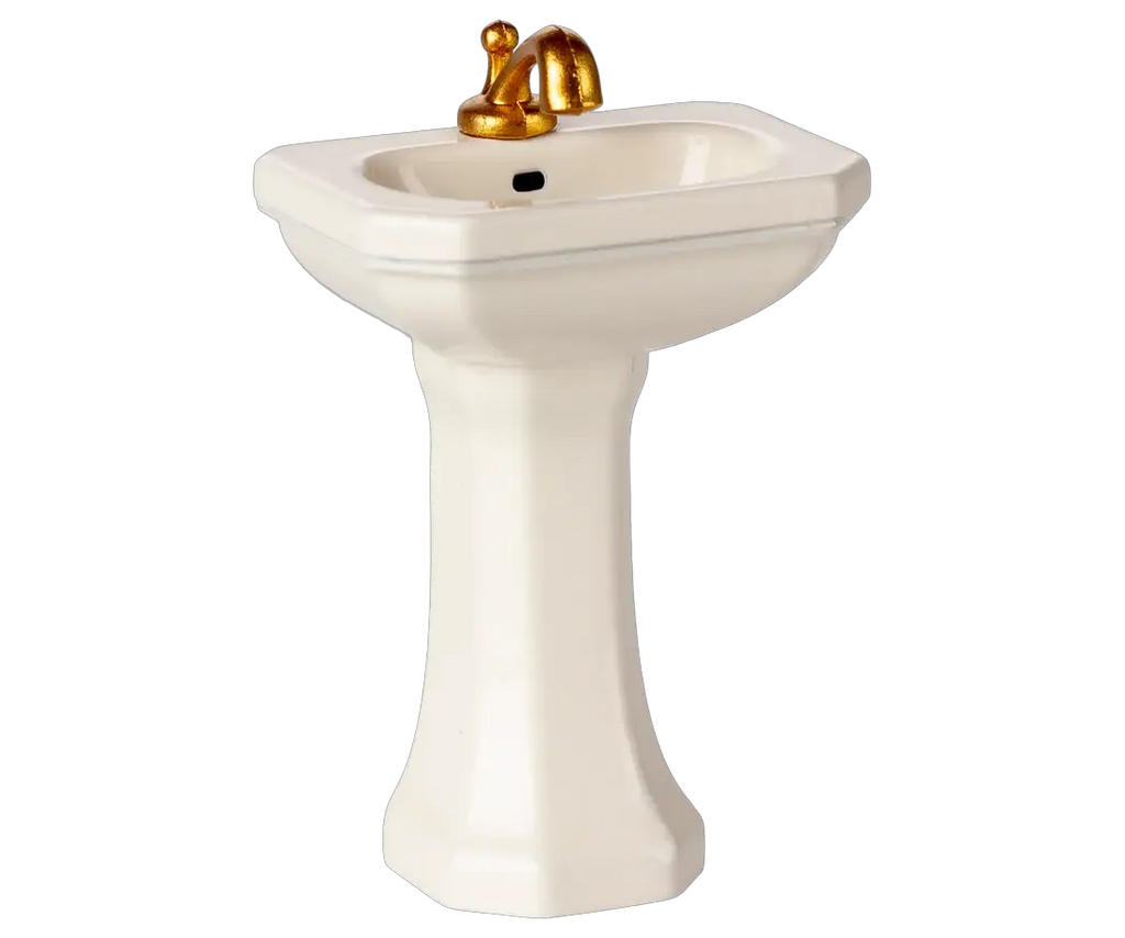 Évier de poupée Maileg off-white avec robinet doré, marque Citron Grenadine