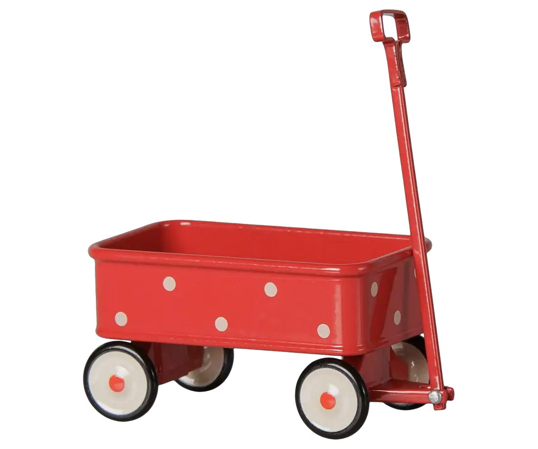 MAILEG dollhouse wagon in red with white polka dots by Citron Grenadine