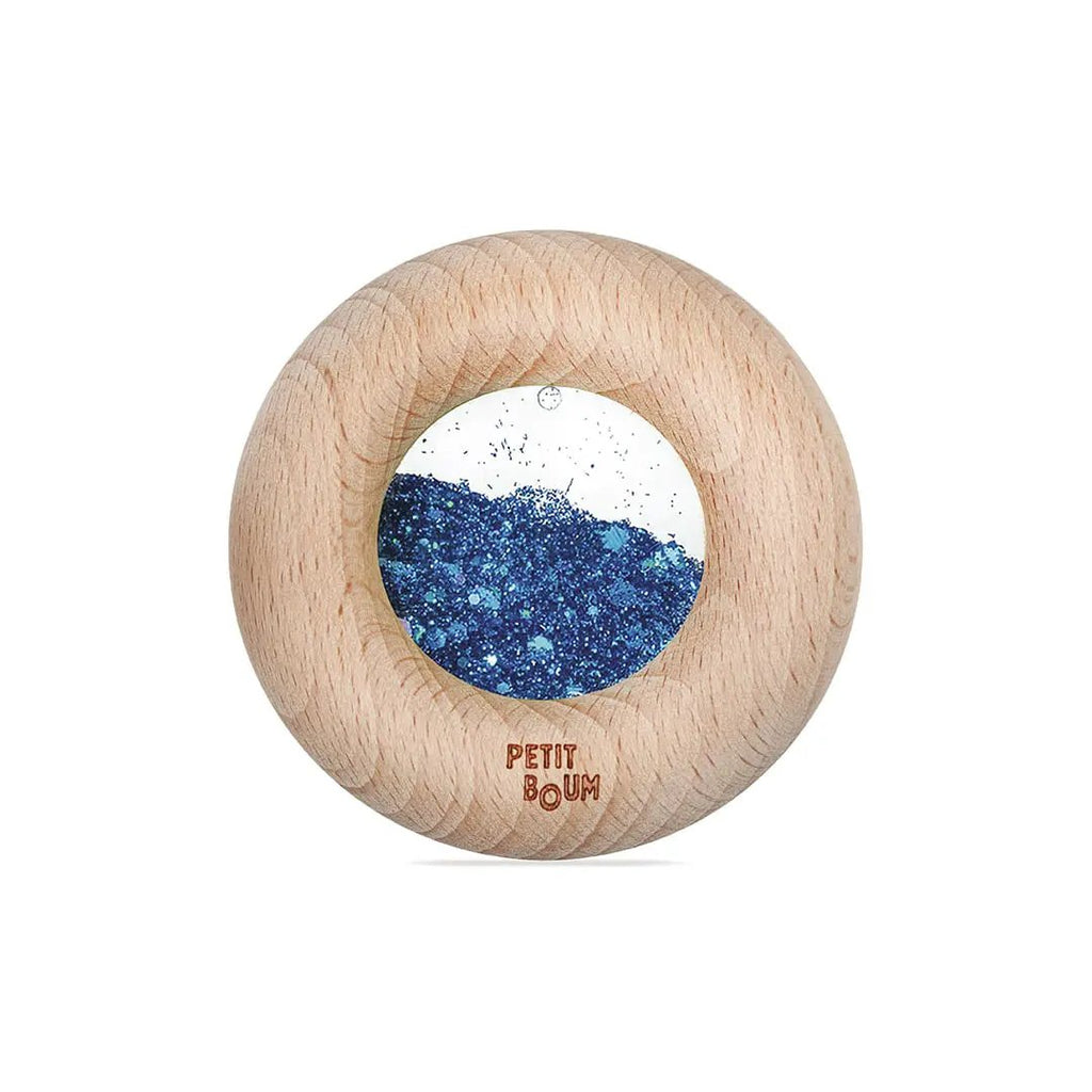 Donut sensoriel en bois bleu PETIT BOUM, jouet de dentition