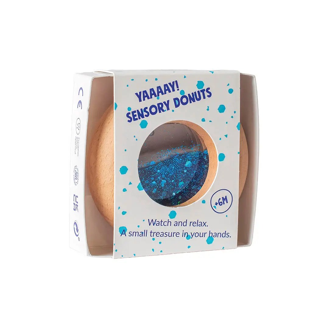 Petit Boum donut sensoriel bleu en bois, Citron Grenadine - jouet de dentition