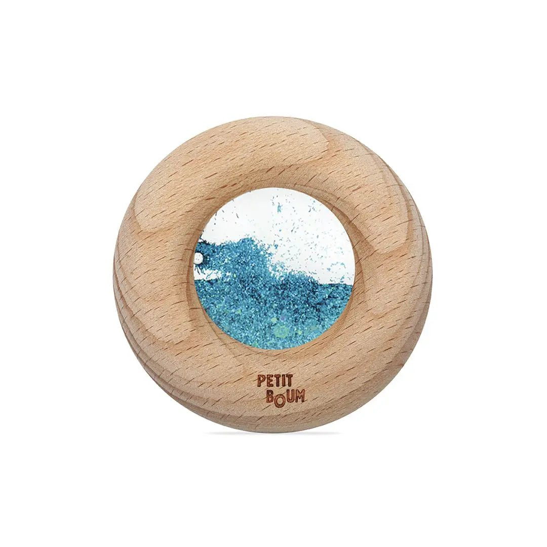 PETIT BOUM donut sensoriel en bois turquoise, jouet de dentition Citron Grenadine