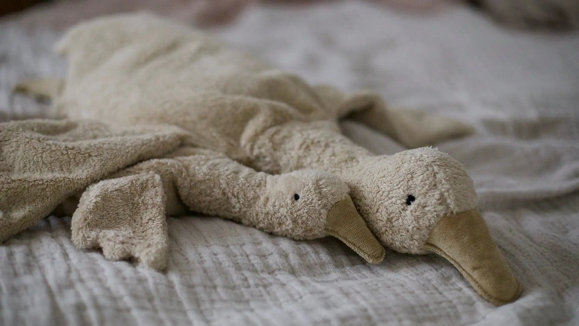 SENGER doudou oie lin L plush toy, beige linen goose by Citron Grenadine