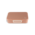 Citron Grenadine lunch box, blush pink rectangular lunch container with white latch.