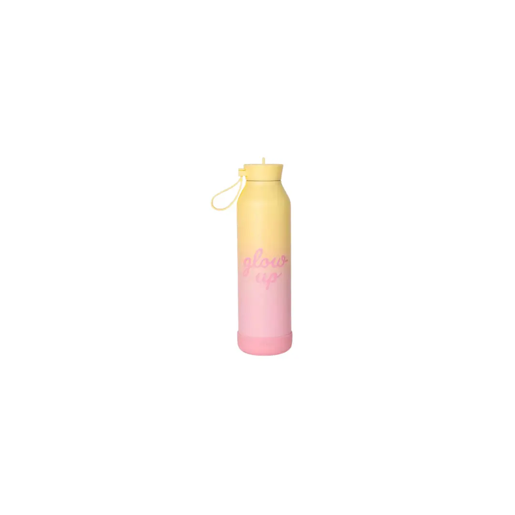 Citron Grenadine water bottle 750 ml with yellow-to-pink gradient and pink cap