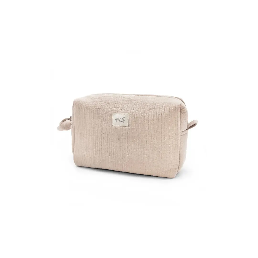 Trousse de toilette bébé Sophie feel blush en tissu texturé beige, Citron Grenadine