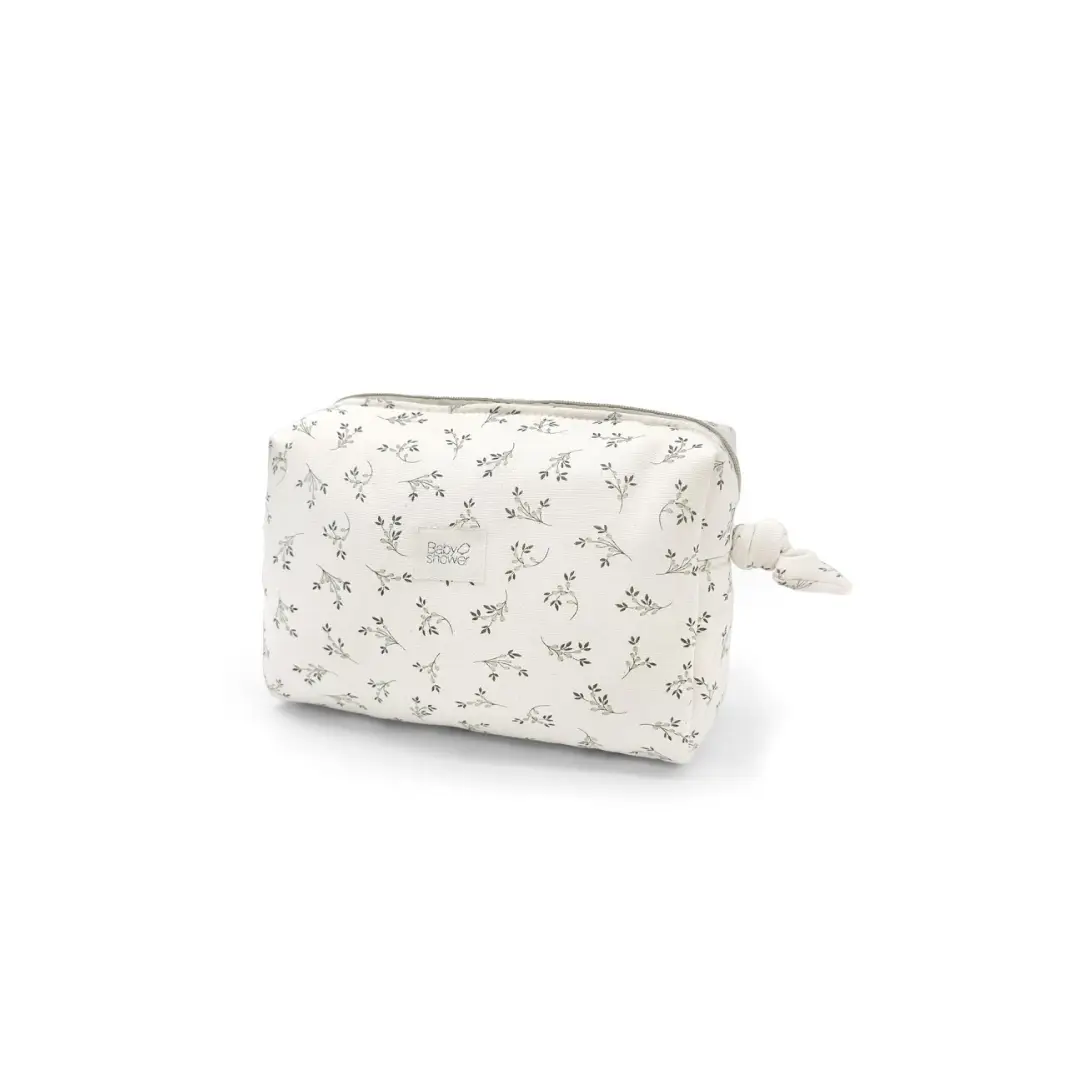 Toiletry bag Sophie olive bloom, ivory with olive-green floral pattern, Citron Grenadine BabyShower gift set