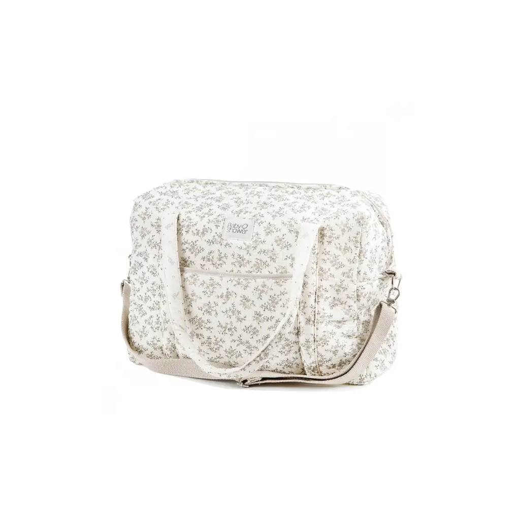 Diaper bag Citron Grenadine BabyShower Camila/Miley in beige floral fabric with handles and crossbody strap