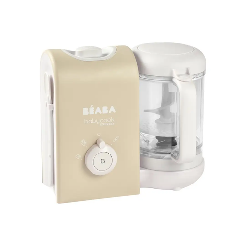 BÉABA Babycook Express food processor in terre d'argile beige with clear bowl