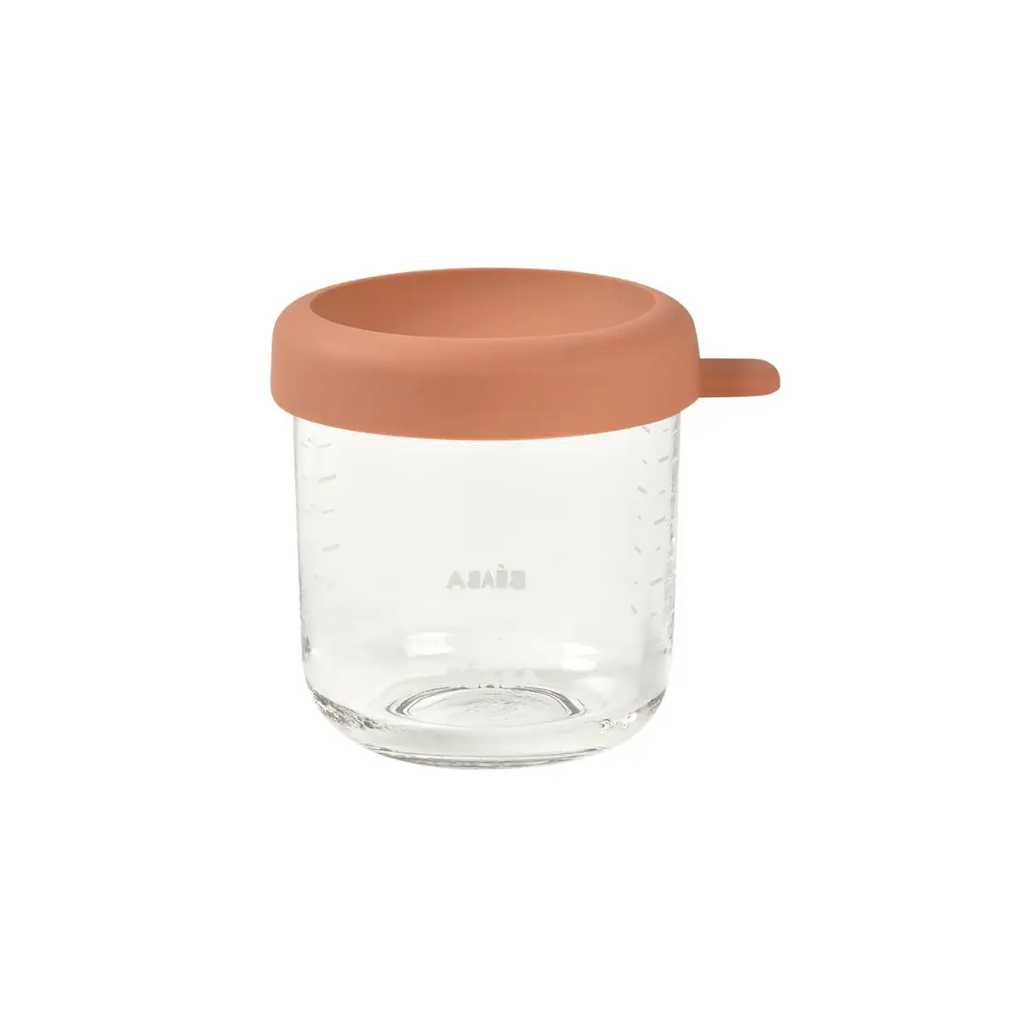 BÉABA glass portion jar 250 ml with terracotta silicone lid