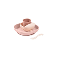 BÉABA pink silicone feeding set with plate, cup, bowl, and spoon (4 pieces)