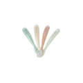 4-pack BÉABA silicone first-age spoons in pastel mint, beige, peach and pale green