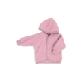 ENGEL NATUR veste rose chiné, Citron Grenadine baby windbreaker-style cardigan with hood and wooden buttons
