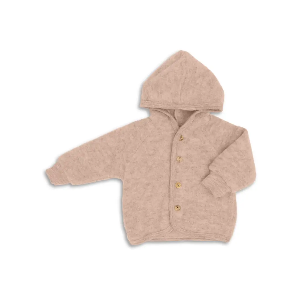 ENGEL NATUR veste sand fleece hooded jacket with wooden buttons