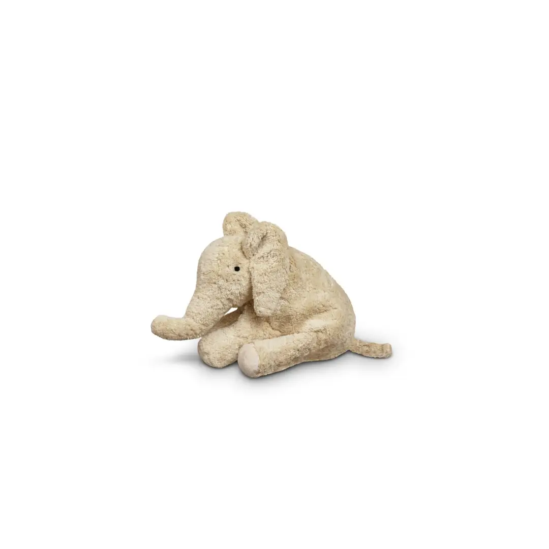 SENGER doudou bouillotte éléphant en lin, peluche beige