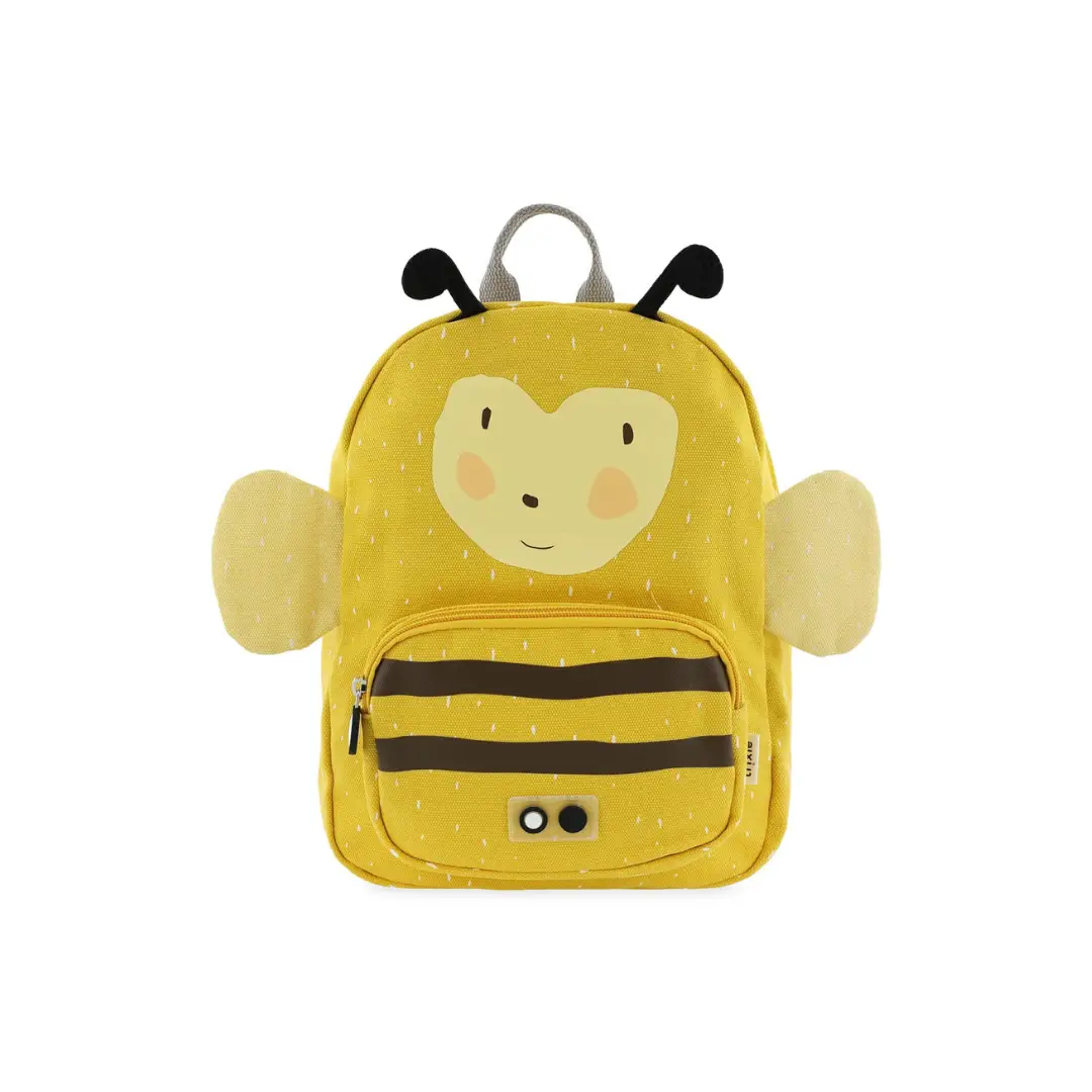 TRIXIE sac-à-dos bee backpack in yellow with brown striped front pocket by Citron Grenadine, school backpack