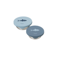 FRESK stainless steel lunch containers with blue shark-design silicone lids, set of 2
