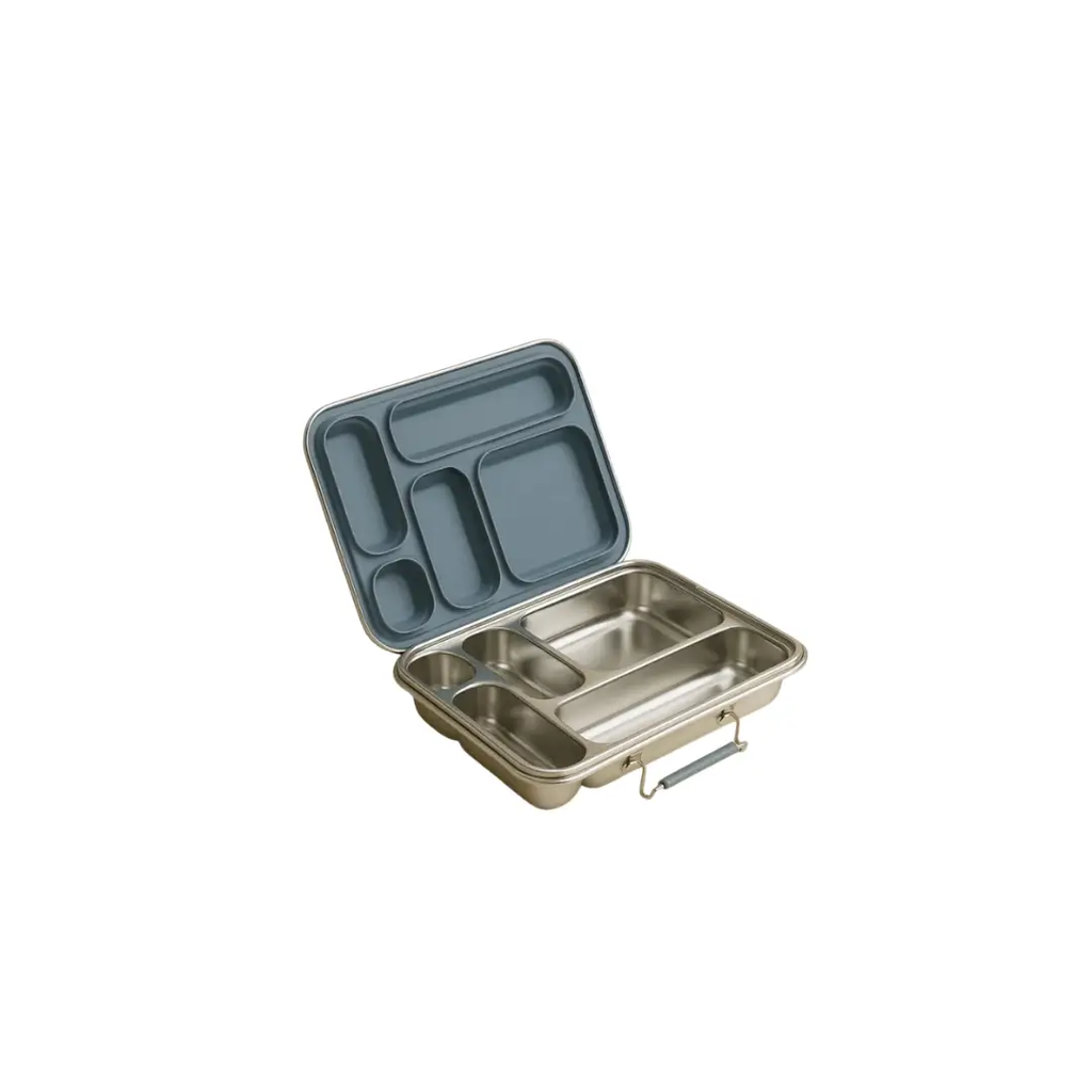 HAPS NORDIC 5-compartment lunch box by Citron Grenadine, ocean blue interior, stainless steel