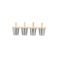 HAPS Nordic mini ice lolly makers by Citron Grenadine; set of 4 stainless steel molds with beige lids and wooden sticks