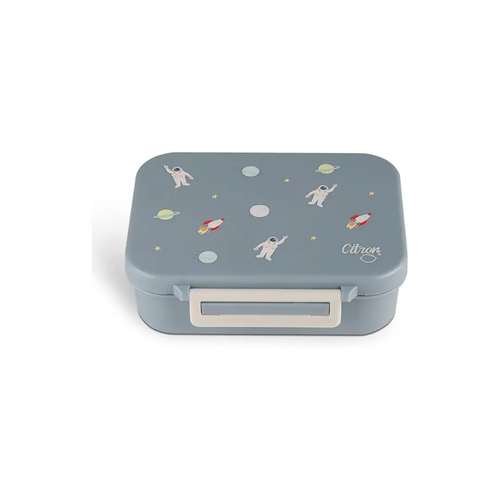 Citron Grenadine lunch container snack box in blue with astronauts and rockets space motif.