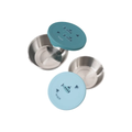 FRESK inox submarine lunch boxes, 2-piece set with teal and light-blue lids