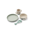 LIEWOOD VIVI 4-piece feeding set sailing sandy: mint plate, beige bowl, sippy cup and teal spoon