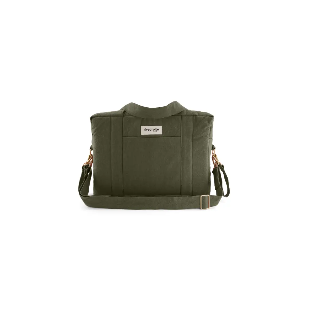 Rive Droite Darcy sac-à-langer diaper bag in kaki olive with adjustable strap