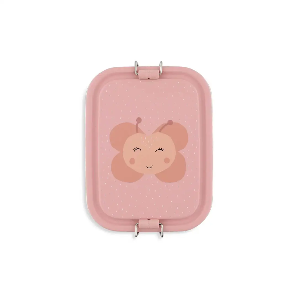 Trixie lunch box S Mrs Butterfly, pink with butterfly graphic and metal clasps