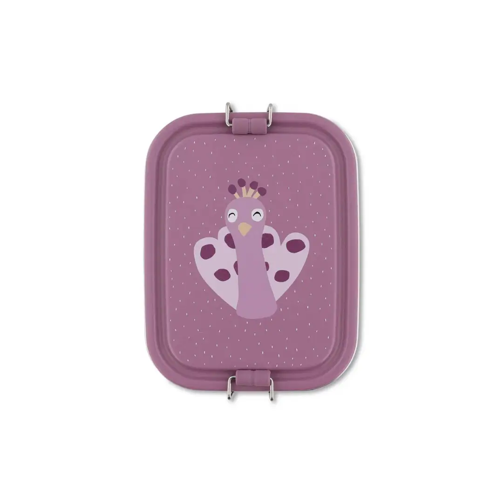 TRIXIE lunch box S, Mrs Peacock design in purple with a peacock illustration