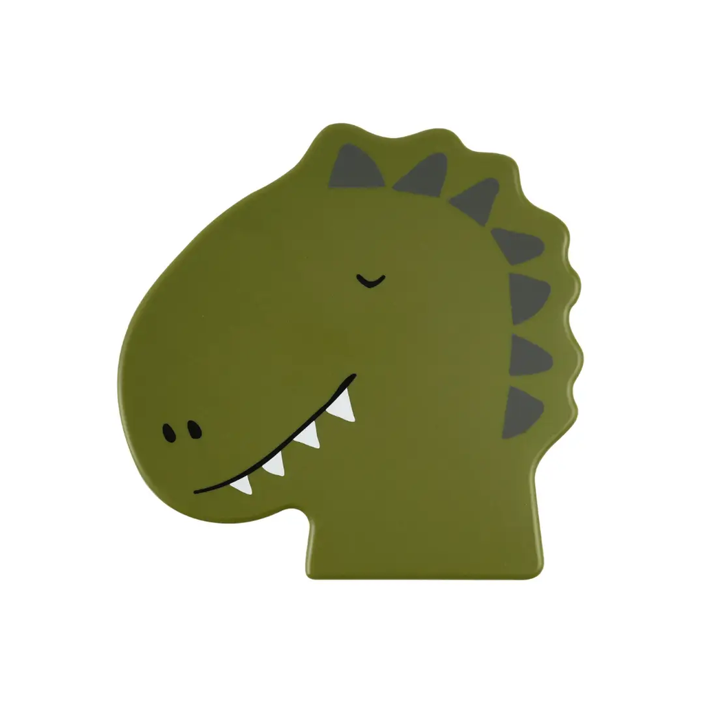 Mr Dino TRIXIE-shaped lunch box in olive green by Citron Grenadine