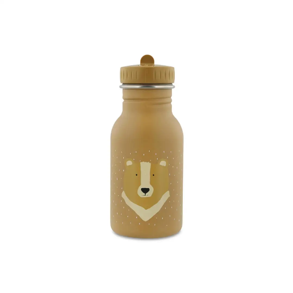 Trixie gourde 350 ml water bottle in brown with bear graphic by Citron Grenadine