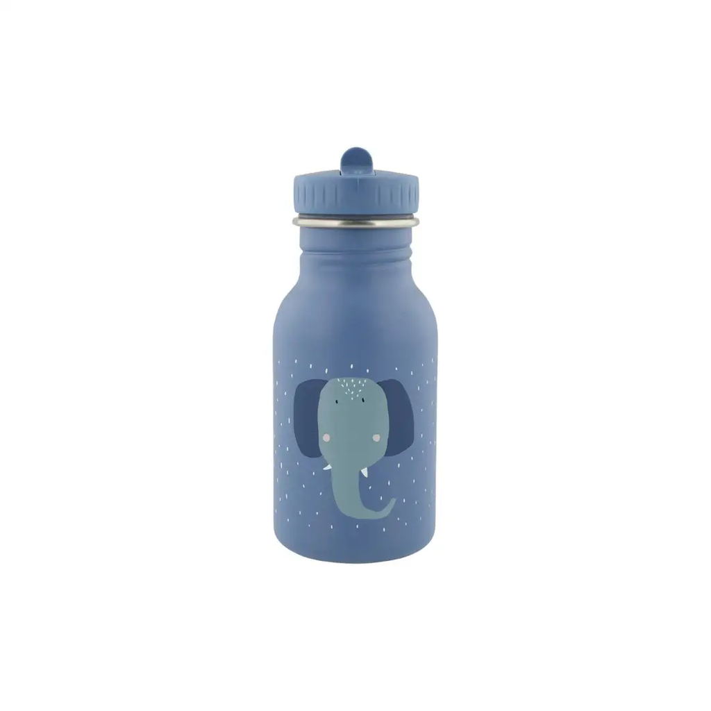 TRIXIE gourde 350 ml water bottle, blue with Mrs Elephant illustration by Citron Grenadine