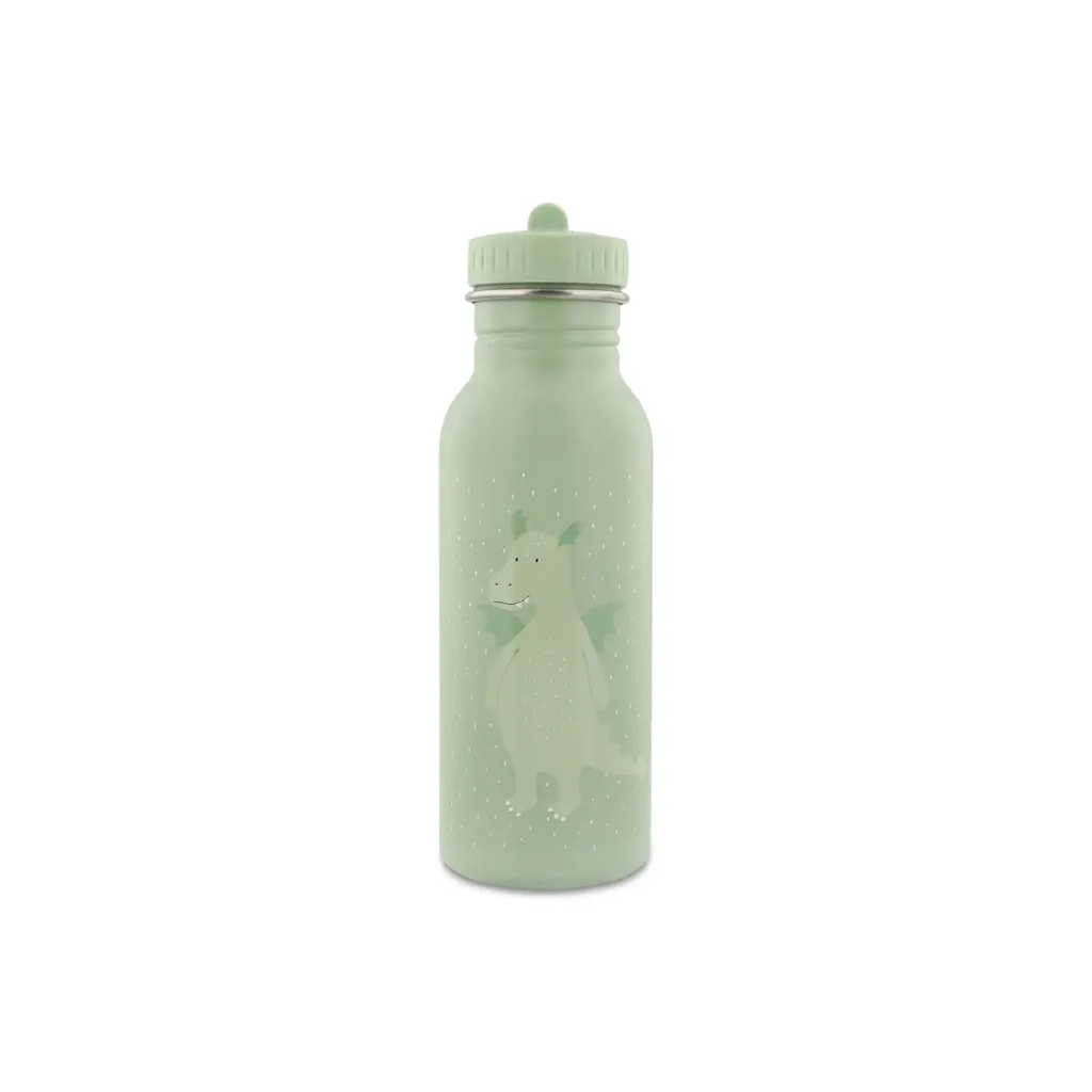 TRIXIE gourde 500 ml water bottle in sage green with a dragon illustration