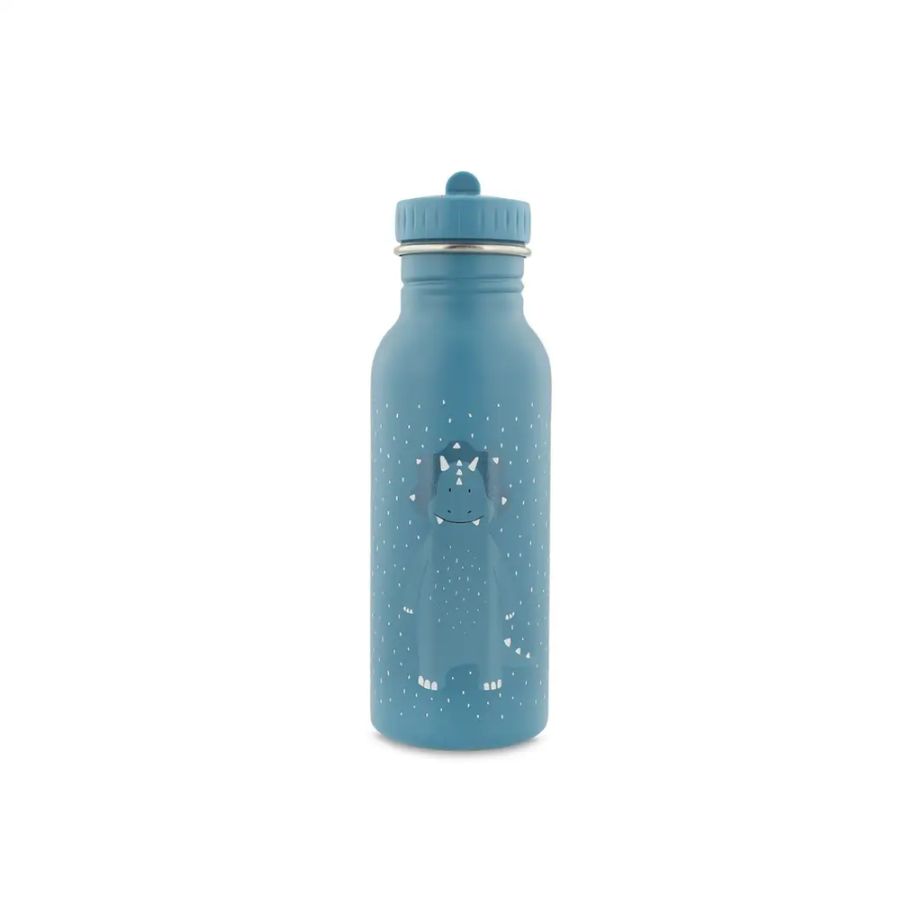 TRIXIE 500 ml gourde blue water bottle with Mr Triceratops illustration and white speckles