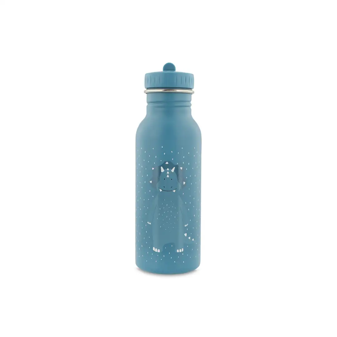 TRIXIE 500 ml gourde blue water bottle with Mr Triceratops illustration and white speckles