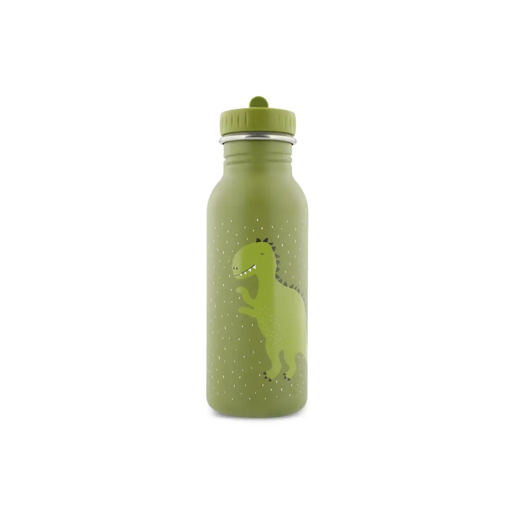 TRIXIE gourde 500ml canteen in olive green with Mr Dino dinosaur print by Citron Grenadine