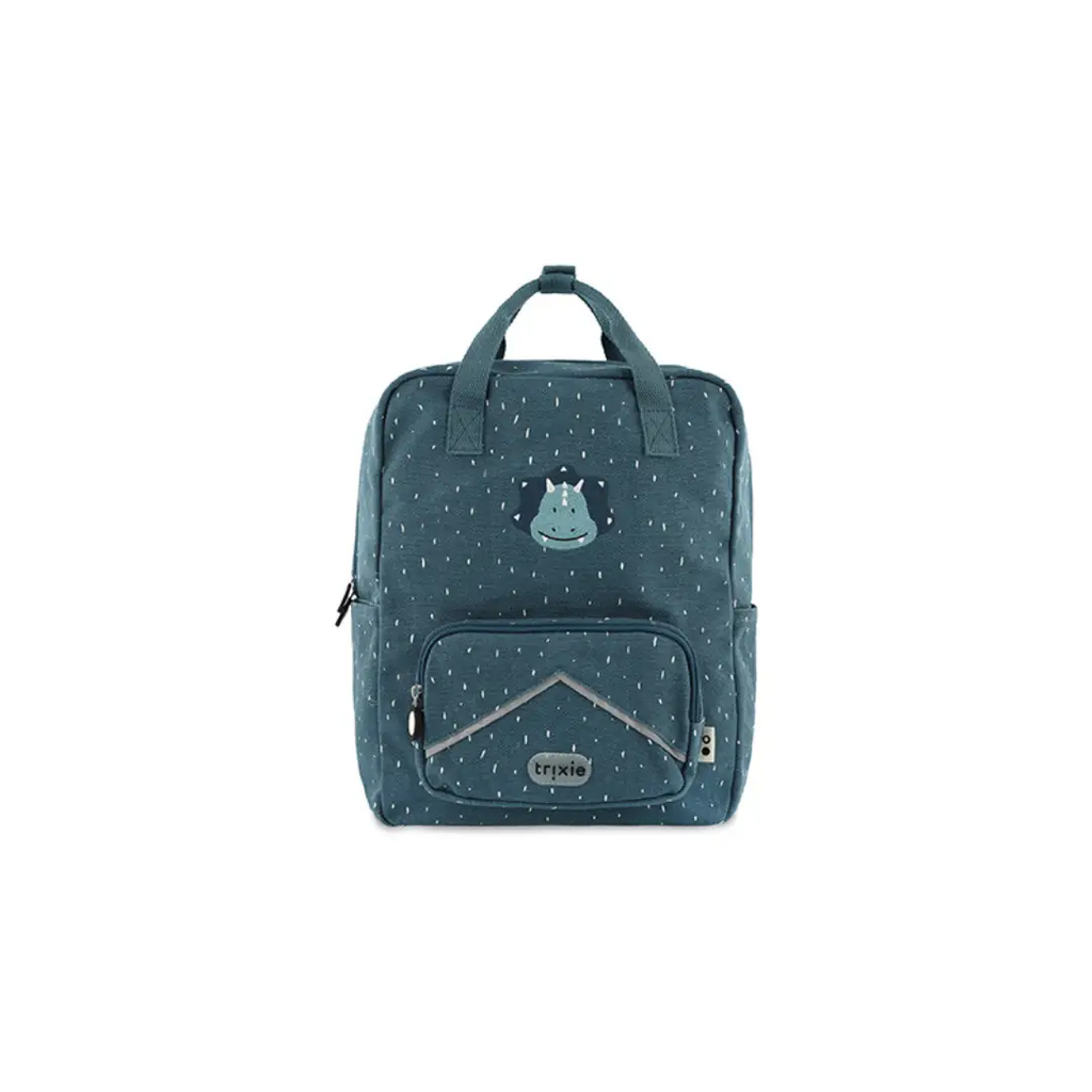 TRIXIE sac-à-dos A4 Mr Triceratops backpack, blue denim with front pocket