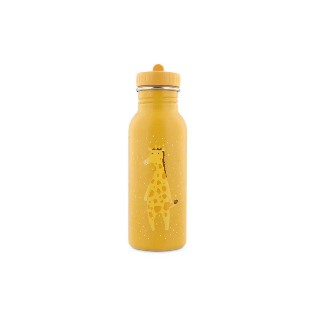 TRIXIE gourde 500 ml water bottle, Citron Grenadine, yellow with a cartoon giraffe illustration