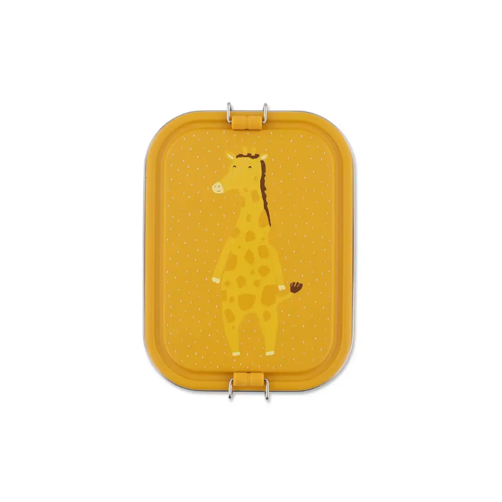 TRIXIE lunch box L with Mr Giraffe motif; yellow plastic, metal clasps