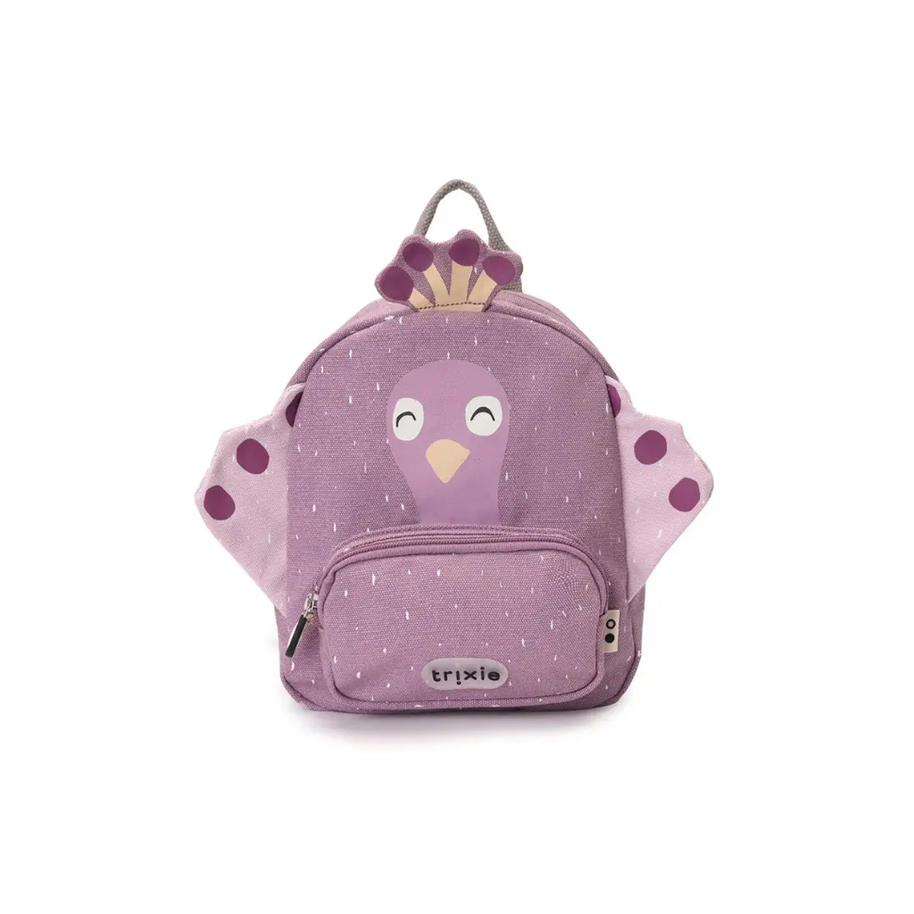 TRIXIE sac-à-dos Mrs Peacock school backpack by Citron Grenadine, purple with bird-face design