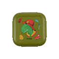 TRIXIE lunchbox with clips, olive green with Fireman Mr Dino illustration