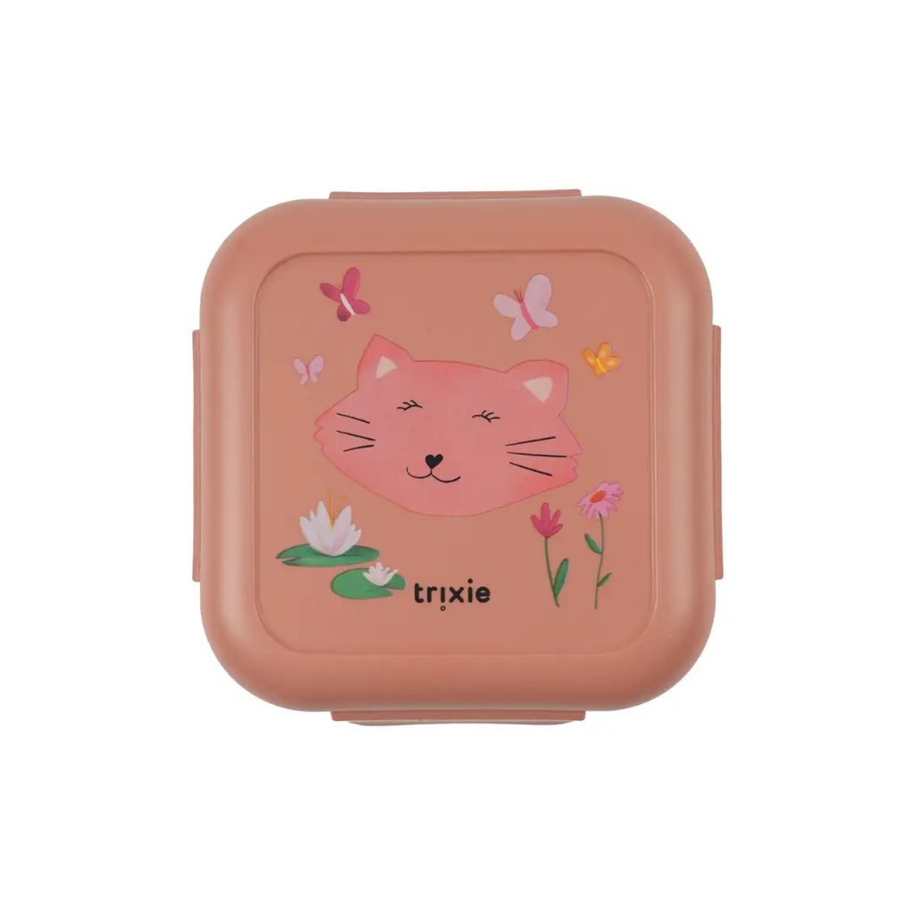 TRIXIE lunch box with clips, pink cat design, by Citron Grenadine