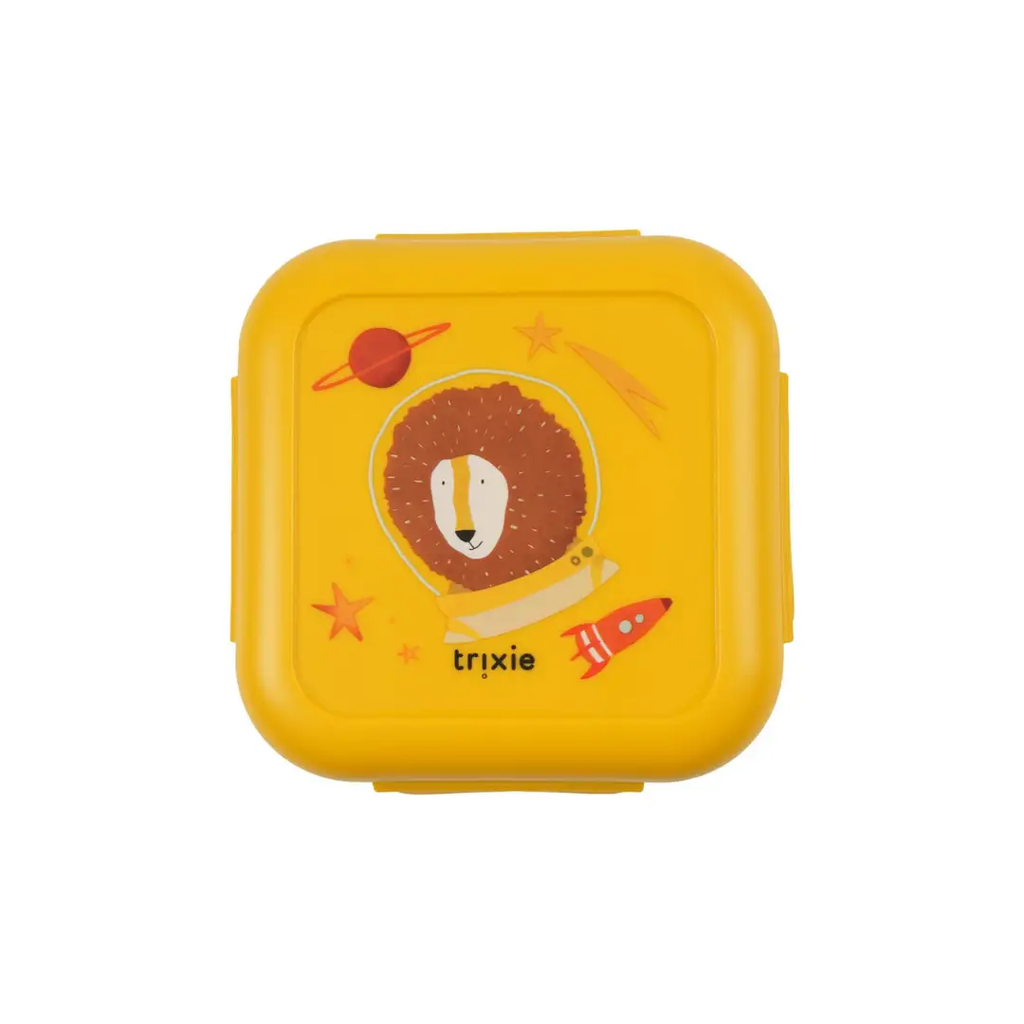 TRIXIE lunch box with clips Spaceman Mr Lion design, yellow, Citron Grenadine