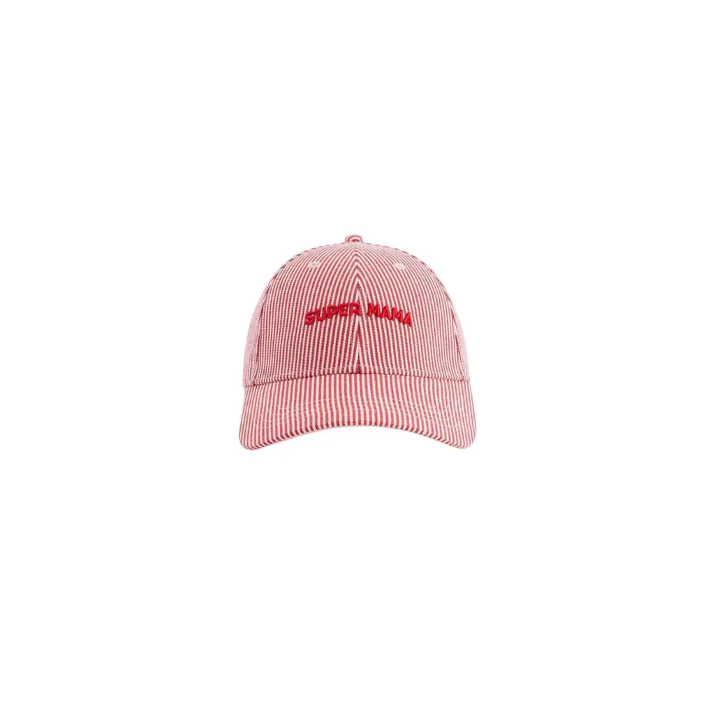 CHAMAYE casquette super mama rayée rouge by Citron Grenadine