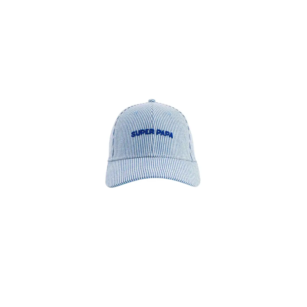 CHAMAYE casquette super papa rayée bleue by Citron Grenadine
